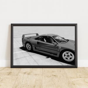 Ferrari F40 Poster, Vintage Ferrari Poster, Vintage Ferrari Print, Vintage Ferrari Wall Art, Black and White Ferrari, Ferrari Poster