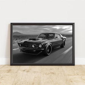 Vintage Ford Mustang Poster, Vintage Ford Mustang Print, Ford Mustang Wall Art, Muscle Car Poster, Classic Car Poster