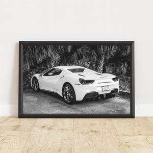 Ferrari 488 Poster, Ferrari Poster, Ferrari Print, Ferrari Wall Art, Black and White Ferrari, Iconic Ferrari, Sports Car Poster