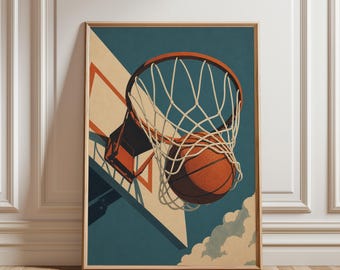 Plakat z motywem koszykówki, wydruk z motywem koszykówki, sztuka ścienna z motywem koszykówki, dekoracja sali koszykarskiej, plakat sportowy, wydruk sportowy, sztuka ścienna z motywem sportowym