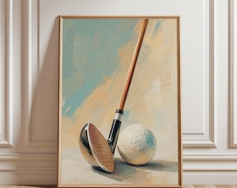 Poster di golf, decorazioni murali per il golf, stampa sportiva minimalista, illustrazioni di palline da golf, decorazioni vintage per il golf, illustrazioni moderne di golf