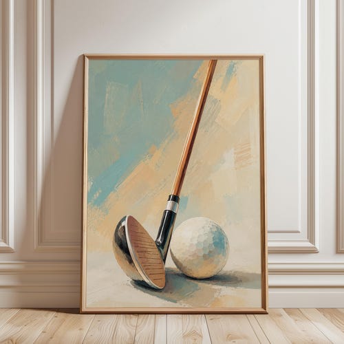 Affiche de golf, art mural golf, impression sport minimaliste, oeuvre d'art balle de golf, décoration de golf vintage, illustration de golf moderne