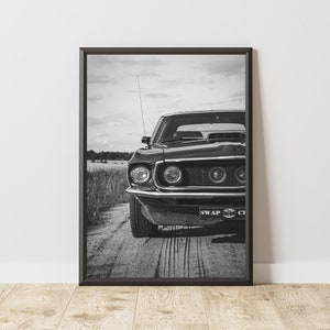 Vintage Ford Mustang Poster, Vintage Ford Mustang Print, Ford Mustang Wall Art, Muscle Car Poster, Classic Car Poster