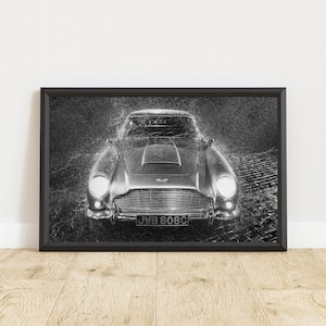 Aston Martin DB5 Poster, Aston Martin Print, Aston Martin Wall Art, Vintage Aston Martin, Classic Car Wall Art, Vintage Sports Car