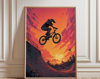 BMX Graffiti Wall Art Poster - Urban Street Print for Extreme