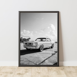 Vintage Ford Mustang Poster, Vintage Ford Mustang Print, Ford Mustang Wall Art, Muscle Car Poster, Classic Car Poster