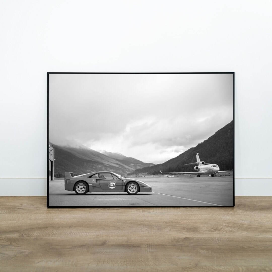 Poster Ferrari F40 Sur Toile - 40 X 60 Cm, Impression Haute Qualité, Couleurs Vives, Décoration Murale Voiture - 4