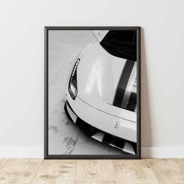 Ferrari 488 Pista Poster, Ferrari Print, Ferrari Wall Art, Black and White Poster, Sports Car Poster, Beautiful Car Poster