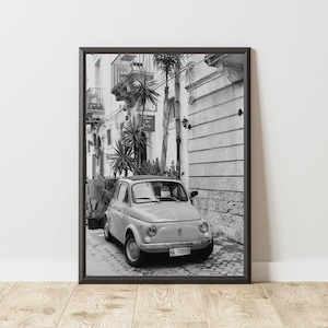Vintage Fiat 500 Poster, Vintage Fiat 500 Print, Vintage Fiat 500 Wall Art, Fiat Wall Art, Vintage Car Poster, Iconic Car Poster