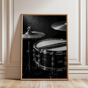 Poster kit de batterie, art mural musique, impression photographie batterie, déco instrument de jazz, art de la scène, cadeau musicien