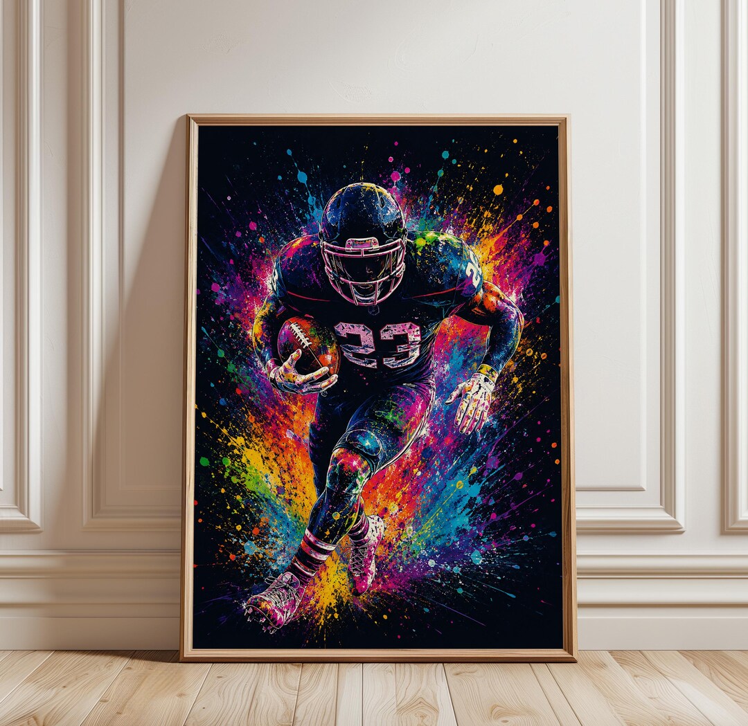Football Poster, Color Splash Sports Wall Art, American Football Art ...