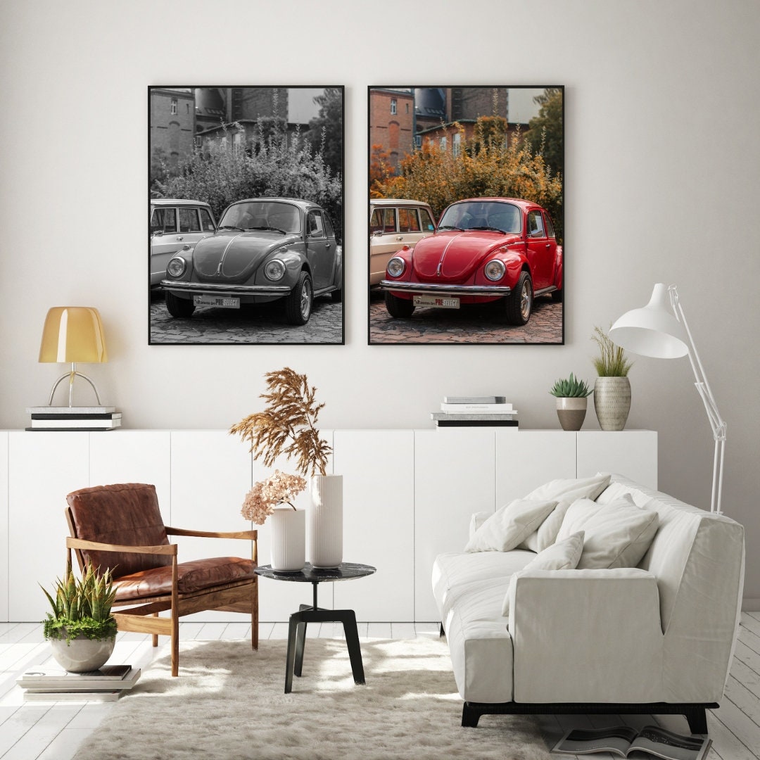 Vintage Volkswagen Beetle Poster, Volkswagen Beetle Print, Vintage