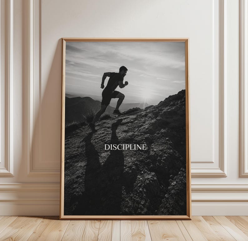 Motivation Poster, Runner Wall Art, Black and White Sports Print, Athlete Inspiration Decor, Gym Wall Art, Fitness Poster