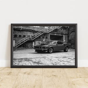 Vintage Ford Mustang Poster, Vintage Ford Mustang Print, Ford Mustang Wall Art, Muscle Car Poster, Classic Car Poster