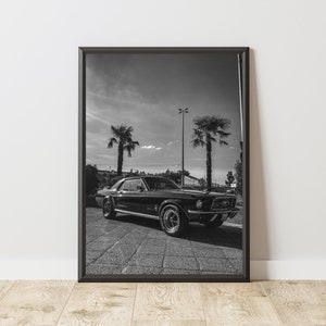 Vintage Ford Mustang Poster, Vintage Ford Mustang Print, Ford Mustang Wall Art, Muscle Car Poster, Classic Car Poster