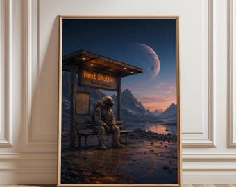 Astronaut Space Poster, Sci-Fi Wall Art, Cosmic Print, Futuristic Galaxy Decor, Space Explorer Artwork
