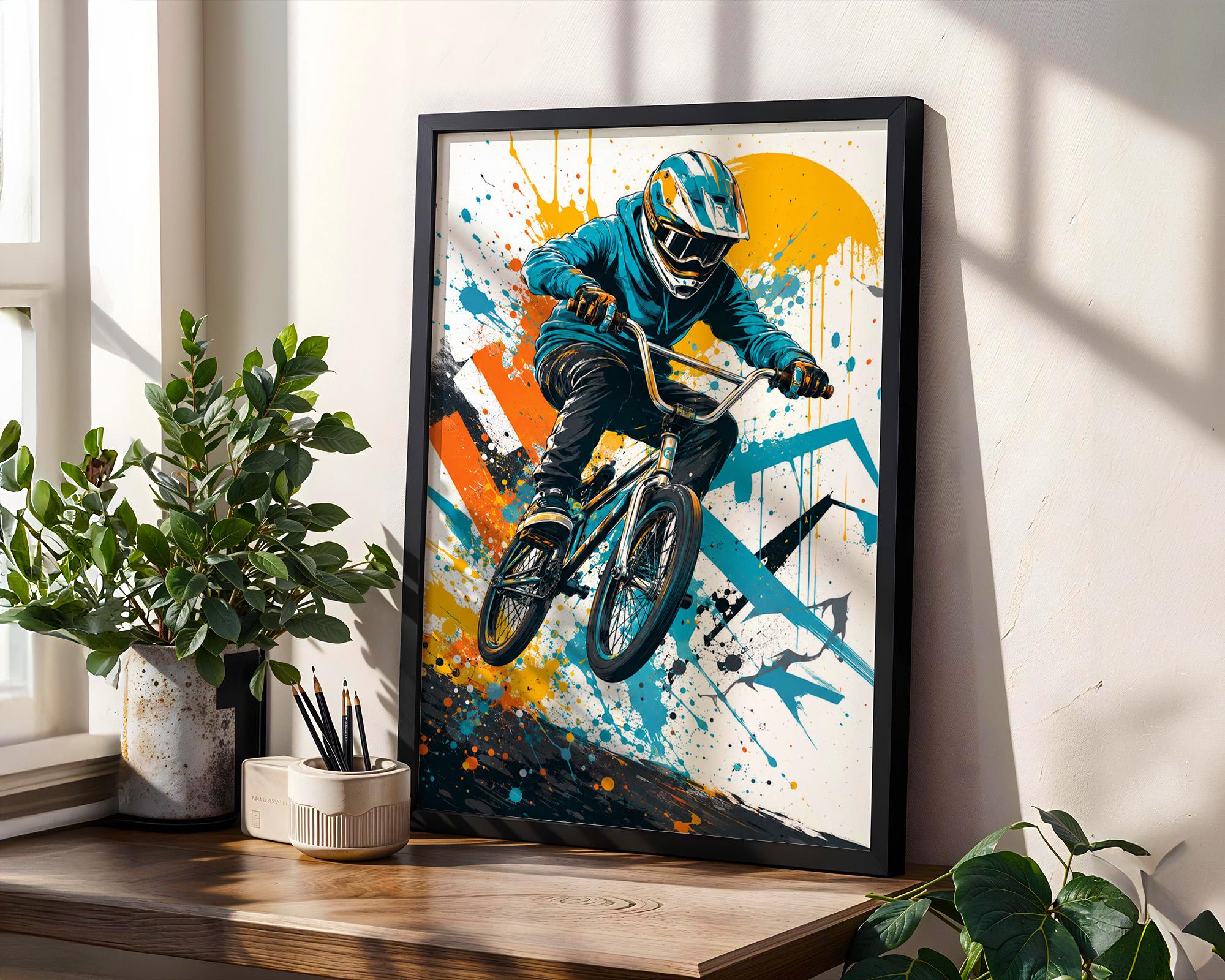 BMX Poster, BMX Rider Print, Urban Sports Wall Art, Bike Artwork