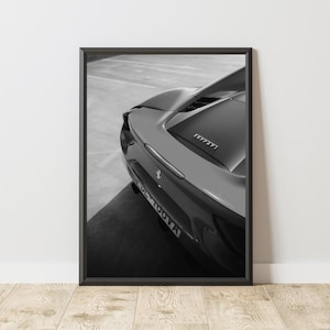 Ferrari 488 Poster, Ferrari Poster, Ferrari Print, Ferrari Wall Art, Black and White Ferrari, Iconic Ferrari, Sports Car Poster