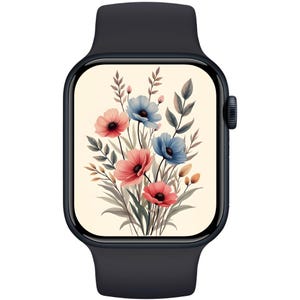 Floral Apple Watch Wallpaper: Elegant Botanical Design (Digital Download PNG File)