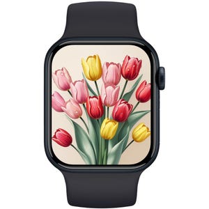 Fondo de pantalla floral para Apple Watch, esfera de reloj bohemia, fondo de pantalla de reloj veraniego, fondo de reloj botánico, reloj con flores neutras, estética veraniega