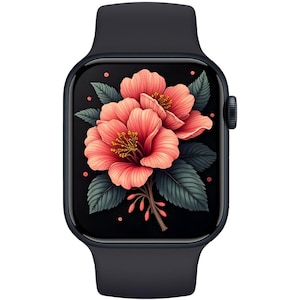 Floral Apple Watch Wallpaper: Elegant Botanical Design (Digital Download PNG File)