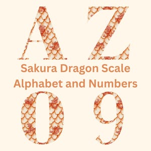 Sakura Dragon Scale Alphabet & Zahlen: Fantasy Letters PNG (Digital Download)