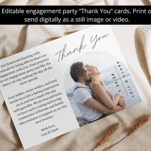 Personalisierbare Verlobungsfeier Dankeskarte | Personalisierte Hochzeit Dankeschön Hinweis | Bearbeitbare Vorlage | Minimalistisch | Modern | Vorlage Link