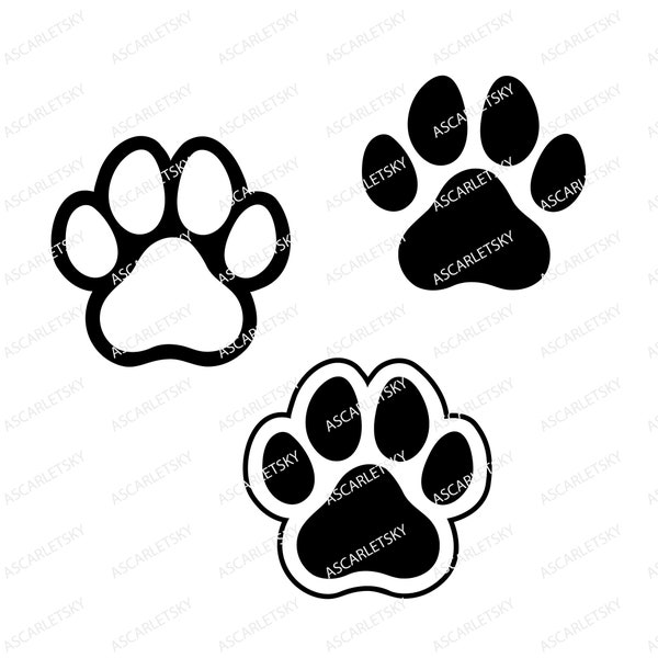 Dog Paw SVG, Dog Paw Silhouette, Dog Paw Transparent, Dog Paw Vector, Digital file download, dxf, png, eps, pdf, svg