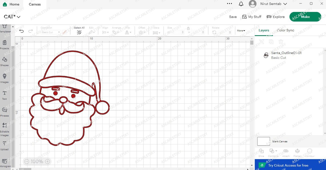 Santa Claus Outline SVG, Santa Outline Svg, Santa Face Outline Svg ...