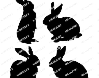 Rabbit Silhouette SVG, PNG, Clipart (Digital Download)