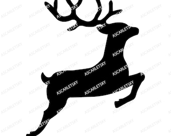Flying Reindeer Silhouette: Christmas SVG Clipart (Digital Download)