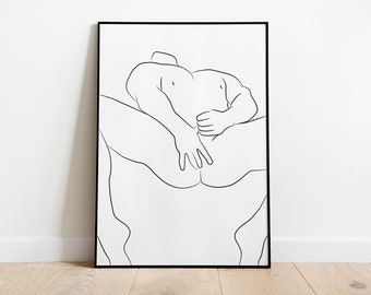 Stampa artistica con figura maschile: decorazione murale per camera da letto gay (download digitale)