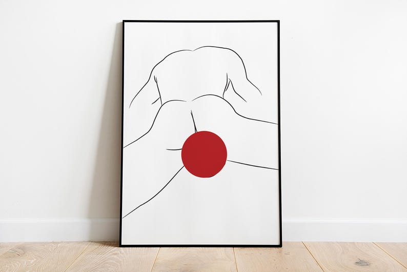 May include: A black and white line drawing of a person's body with a red circle in the center.