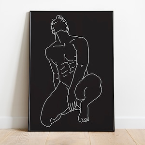 Man Line Art Print, Printable Wall Art, Line Art Print, Male Line Art, Gay Wall Art, Digital Download