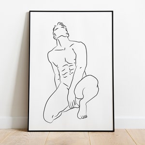 Man Line Art Print, Printable Wall Art, Line Art Print, Male Line Art, Gay Wall Art, Digital Download