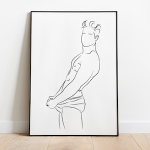 Man Line Art Print, Printable Wall Art, Line Art Print, Line Art Man, Gay Art, Digital Download