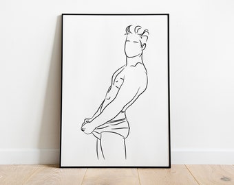 Stampa artistica "Man Line Art": figura maschile minimalista (download digitale)