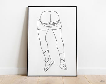 Impression d'art au trait homme : affiche de corps gay, décoration murale de chambre à coucher (téléchargement numérique)