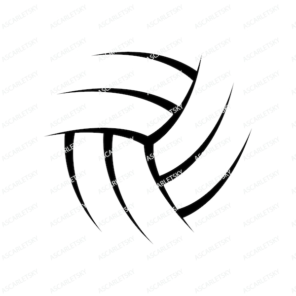 Volleyball Outline (svg, png, eps, pdf, dxf) (Digital Download)
