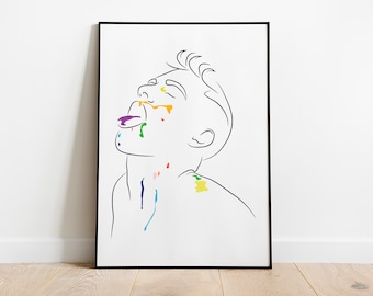 Man Line Art Print: LGBT Rainbow Body Poster (Digital Download)