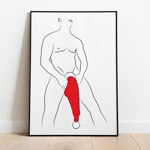 Santa Claus is Gay, Man Art Print, Man Line Art Print, Male Body Line Art, Male Wall Art Decor, Gay Poster, Gay Wall Art, Gay Print Poster