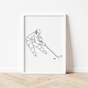 Ice Hockey line Wall Art, Ice Hockey wall art, Simple Sketch, Ice Hockey Poster, Room Decoration, Printable Outline
