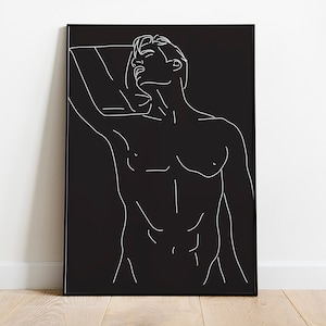 Male Line Art Print, Male Body Print, Gay Art, Male Art, Man Art, Male Silhouette Print, Naked Body Outline Art, Digital Download