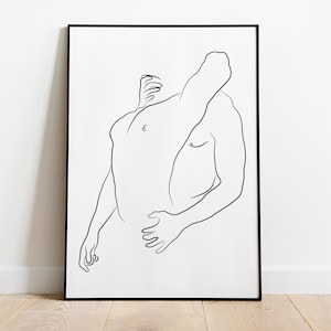 Man Art, Gay Art, Gay Print Poster, Man Art Print, Man Line Art Print, Male Body Line Art, Gay Wall Art, Bedroom Printable Wall Art