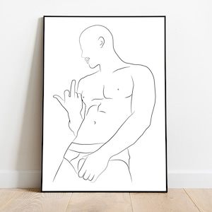 Man Line Art Print, Printable Wall Art, Line Art Print, Gay Art Print, Gay Art, Gay Wall Art, Digital Download