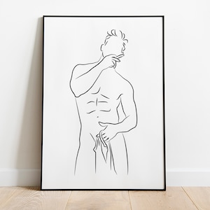 Man Art Print, Man Line Art Print, Male Body Line Art, Man Art, Gay Art, Gay Wall Art, Abstract Man Wall Art, Bathroom Printable Wall Art