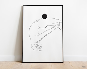 Stampa artistica "Man Line Art": figura maschile minimalista (download digitale)