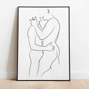 Gay Couple Kissing, Man Art Print, Male Body Line Art, Male Wall Art Decor, Gay Poster, Gay Wall Art, Gay Print Poster, Printable Wall Art