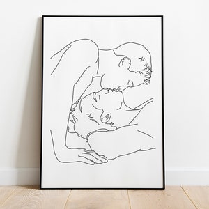 Two Guys Kissing, Gay Art, Gay Print Poster, Man Line Art Print, Male Body Line Art, Gay Wall Art, Gay Line Art, Digital download