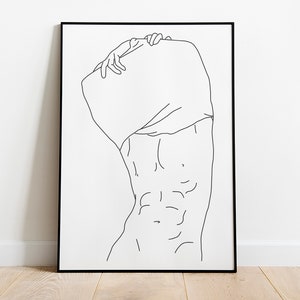 Male Line Art Print, Male Body Print, Gay Art, Male Art, Man Art, Male Silhouette Print, Naked Man Wall Art, Digital Download